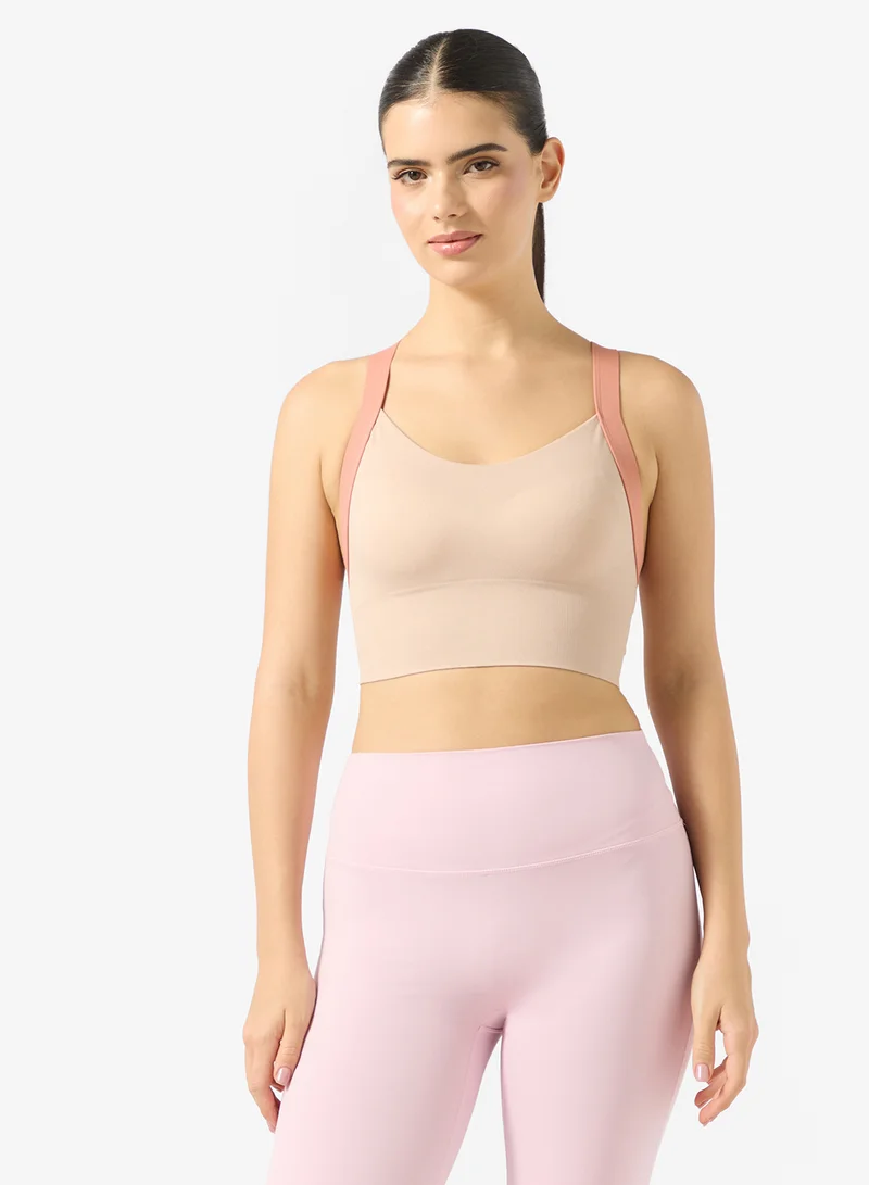 Contrast Trim Sports Bra with Back Clasp