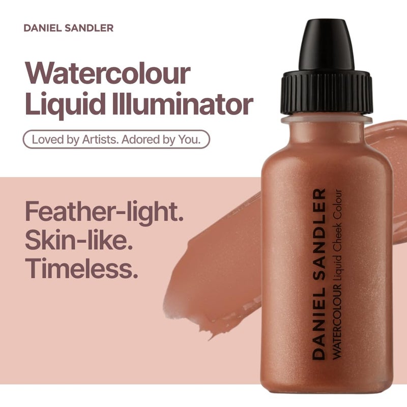 Daniel Sandler WATERCOLOUR LIQUID ILLUMINATOR 'GOLDEN GLOW' 15ml â€“ Liquid Shimmer Makeup, Highlighter â€“ Oil-Free, Lightweight, Buildable & Long-Lasting for Cheeks, Lips - Image 4