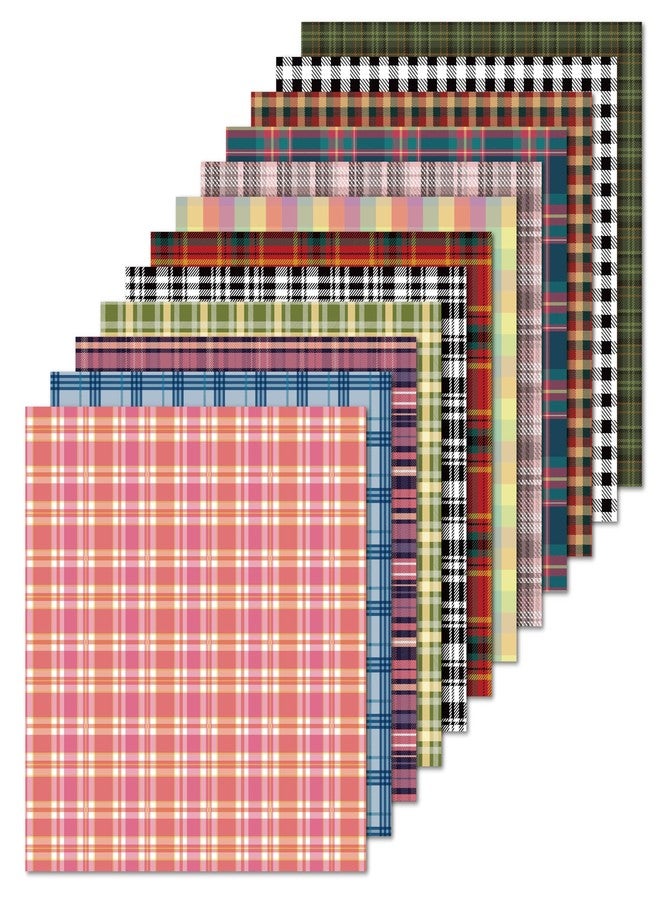 Desecraft Pastel Tartan 12x12 in Double Sided Paper Pad Pack Scrapbook Cardstock Decorative Paper - 36 Sheets - for Card Making Journaling Planner Origami Decopage Decorative Scrapbooking Supplies - Image 1