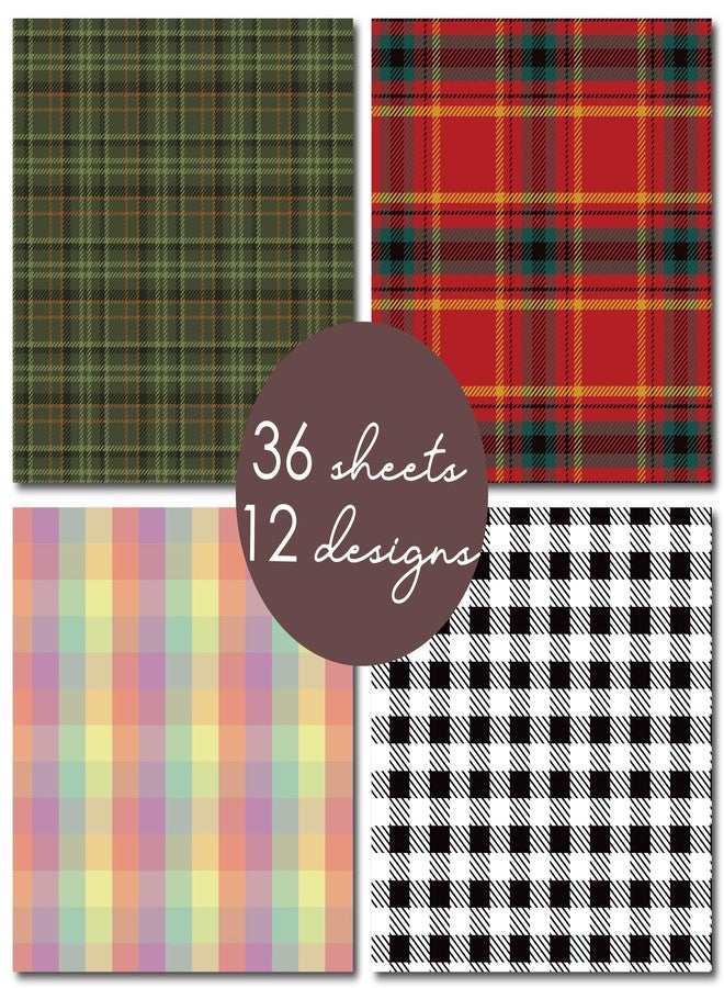 Desecraft Pastel Tartan 12x12 in Double Sided Paper Pad Pack Scrapbook Cardstock Decorative Paper - 36 Sheets - for Card Making Journaling Planner Origami Decopage Decorative Scrapbooking Supplies - Image 5