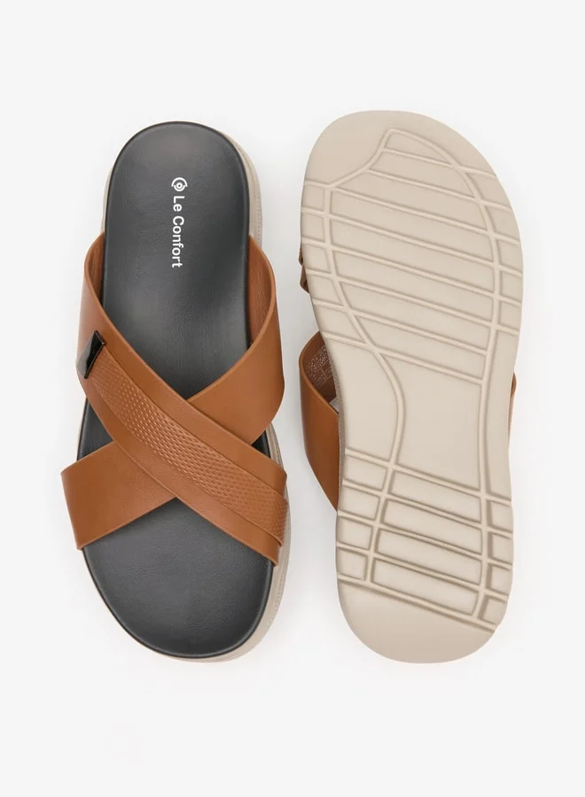 Le Confort Men Cross Strap Slip-On Sandals