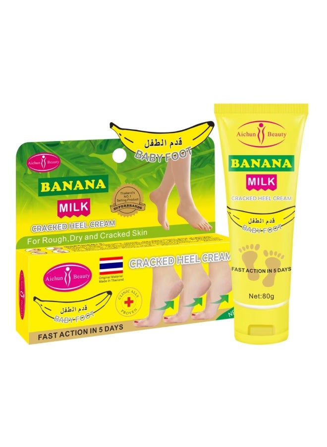 Aichun beauty Banana And Milk Cracked Heel Cream 80G Repairing Moisturizing Hydrating Nourishing Heel Cream Relieves Dry Roush Cracked Heels Soft & Supple Feet Heel Repair & Hydration - Image 1