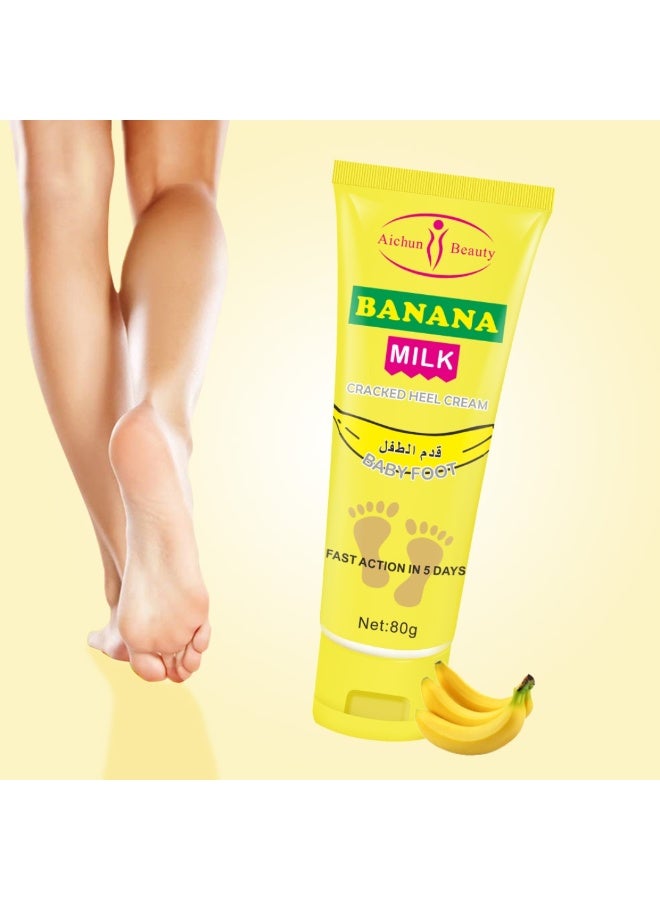 Aichun beauty Banana And Milk Cracked Heel Cream 80G Repairing Moisturizing Hydrating Nourishing Heel Cream Relieves Dry Roush Cracked Heels Soft & Supple Feet Heel Repair & Hydration - Image 5