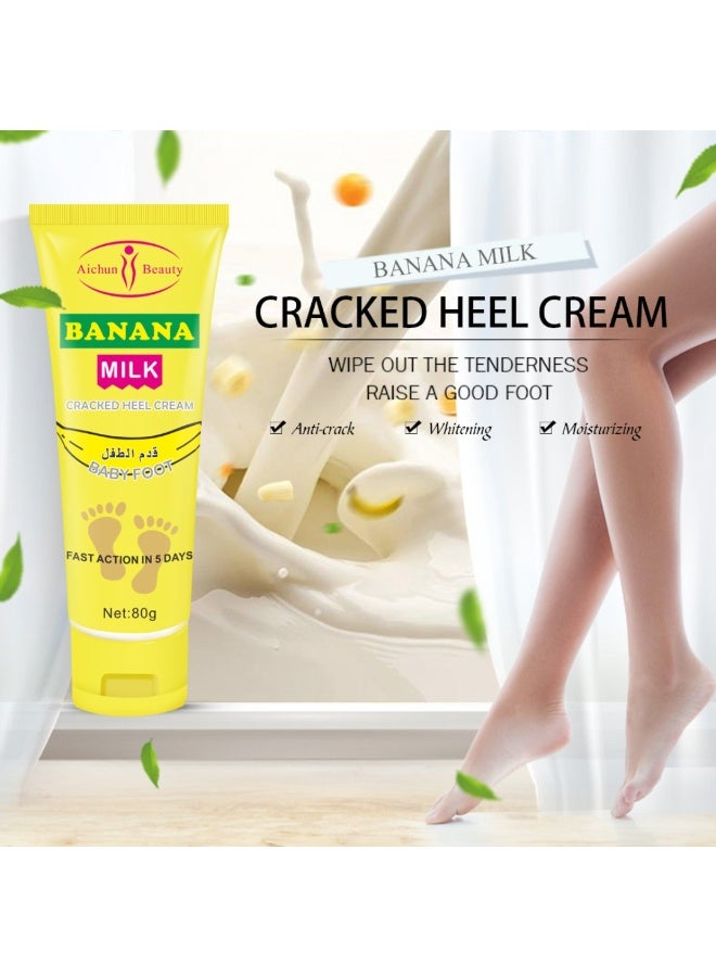 Aichun beauty Banana And Milk Cracked Heel Cream 80G Repairing Moisturizing Hydrating Nourishing Heel Cream Relieves Dry Roush Cracked Heels Soft & Supple Feet Heel Repair & Hydration - Image 3