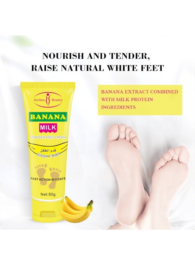 Aichun beauty Banana And Milk Cracked Heel Cream 80G Repairing Moisturizing Hydrating Nourishing Heel Cream Relieves Dry Roush Cracked Heels Soft & Supple Feet Heel Repair & Hydration - Image 4