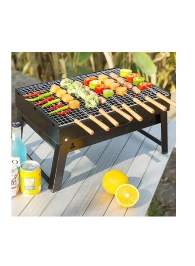 أسياخ شواء من الستانلس ستيل بمقابض خشبية – طقم 10 قطع قابلة لإعادة الاستخدام للحوم والدجاج والخضار – آمنة للشواية والفرن، طرف مدبب ومقبض مقاوم للحرارة – فضي/خشبي - Image 2