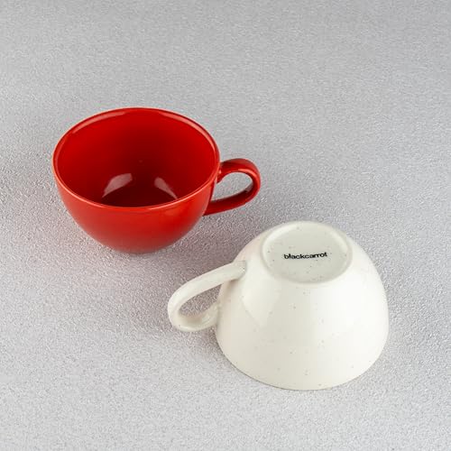 BLACKCARROT Ceramic Coffee Mug Set of 2 (300ml), Red & White | Glossy Finish | Premium Ceramic Cup Set | Coffee Cup Set for Home & Office | Microwave Safe & Dishwasher Safe - Image 5