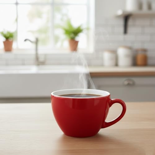 BLACKCARROT Ceramic Coffee Mug Set of 2 (300ml), Red & White | Glossy Finish | Premium Ceramic Cup Set | Coffee Cup Set for Home & Office | Microwave Safe & Dishwasher Safe - Image 2