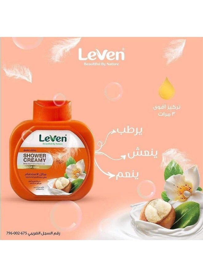 ليفين شاور كريمي ليفين (Leven) بزبدة الشيا والفانيليا - 750 مل - ترطيب فائق ورائحة تدوم طويلاً (2 في 1) - Image 4