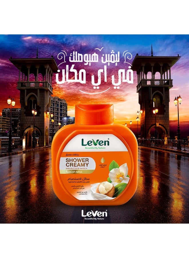 ليفين شاور كريمي ليفين (Leven) بزبدة الشيا والفانيليا - 750 مل - ترطيب فائق ورائحة تدوم طويلاً (2 في 1) - Image 3