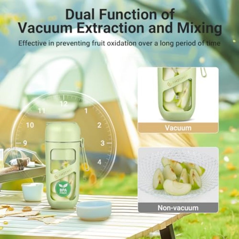 Portable blender for sports, travel, hiking: stainless steel blades, black, 10-blade strong cutting power, dishwasher safe, Type-C rechargeable, BPA-free vacuum smoothie maker - Image 3
