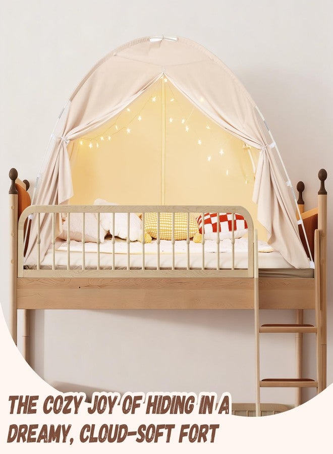 WANRU Bed Tent Twin Size - Privacy Sleeping Space with Blackout Design, Breathable Portable Indoor Floor Bed Tent for Toddler Transition、 Cottage Drafty Room Floor use (Twin-Beige) - Image 2