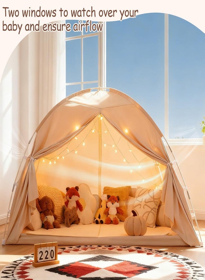 WANRU Bed Tent Twin Size - Privacy Sleeping Space with Blackout Design, Breathable Portable Indoor Floor Bed Tent for Toddler Transition、 Cottage Drafty Room Floor use (Twin-Beige) - Image 5