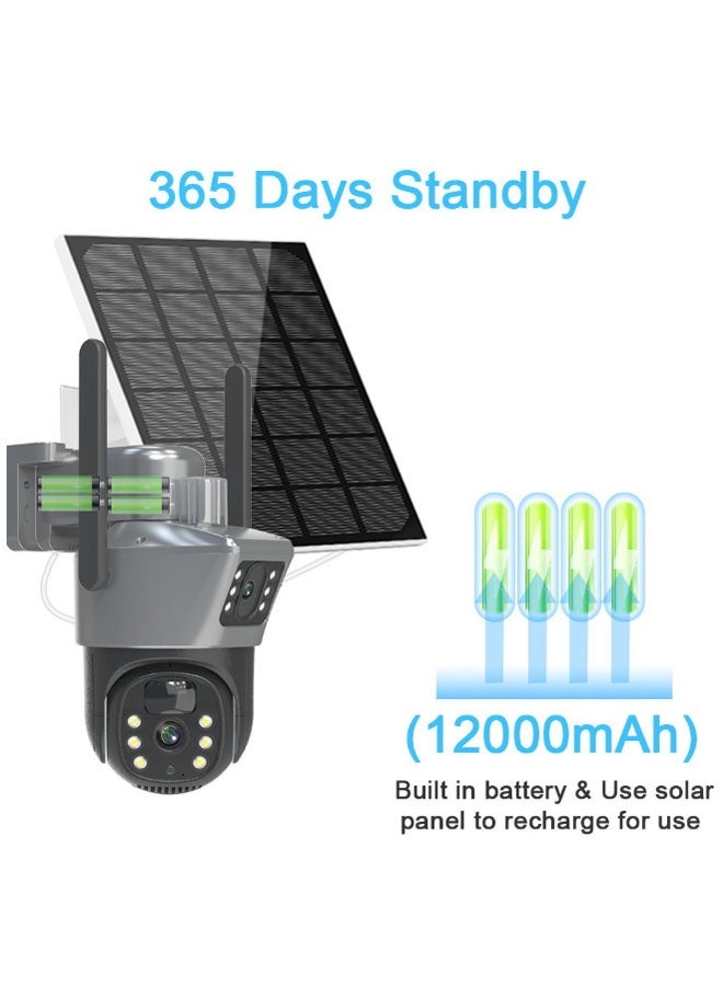 Neutral Security Camera with Solar Charging Panel - WiFi Edition Remote Smart Surveillance Camera Dual-Lens HD Night Vision Outdoor 360° Panoramic Outdoor Waterproof Suitable for indoor, garden lawns, perimeter security around homes, etc. (Grey) - Image 4