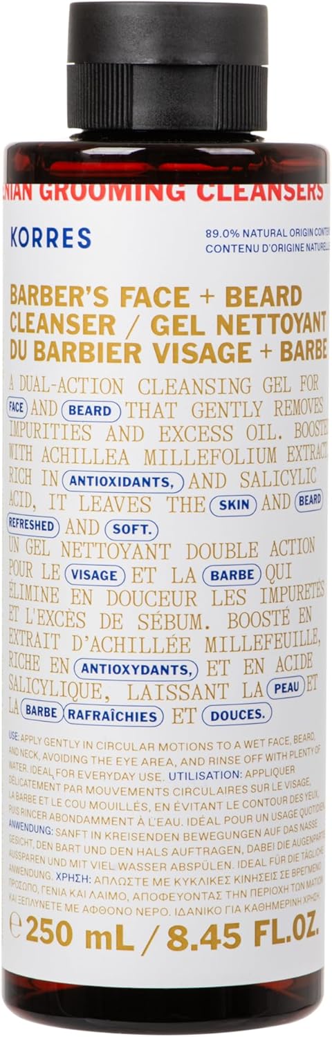 ATHENIAN GROOMING Cleansing Gel for Face and Beard Deep Cleansing Moisturising Soothing for Fine Pores and a Matte Finish Silicone ParabenFree Vegan 250 ml