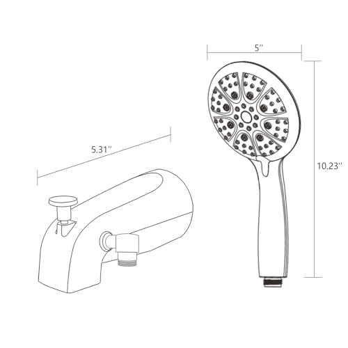 YASINU All Metal Bathtub Faucet with Sprayer 10 Settings, Universal Fit 1/2" IPS, Tub Spout with Diverter Chrome - Image 3
