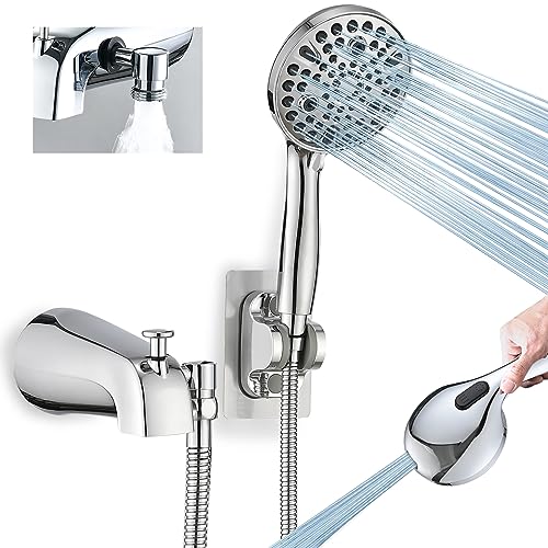 YASINU All Metal Bathtub Faucet with Sprayer 10 Settings, Universal Fit 1/2" IPS, Tub Spout with Diverter Chrome - Image 1
