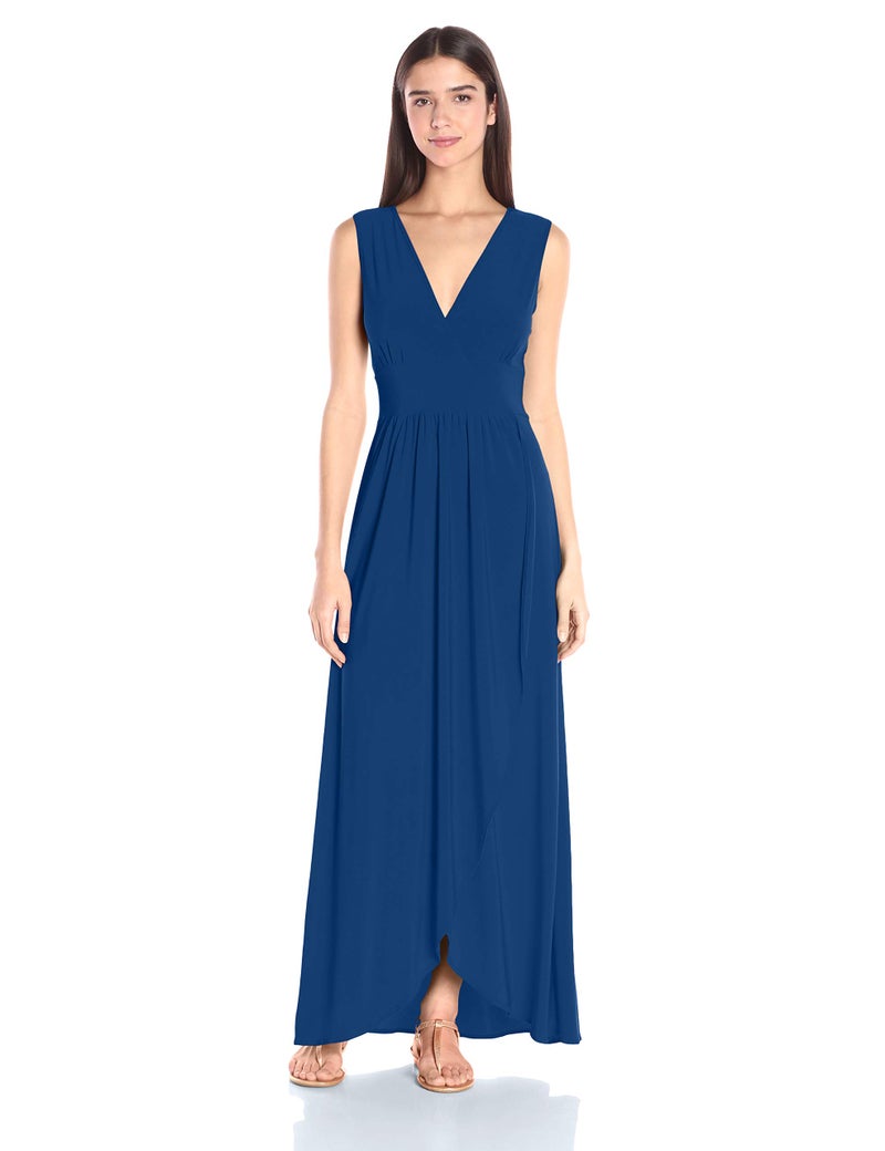 Star Vixen Women's Sleeveless Surplice Tulip Skirt Empire Band Maxi Dress, Royal, Medium - Image 1