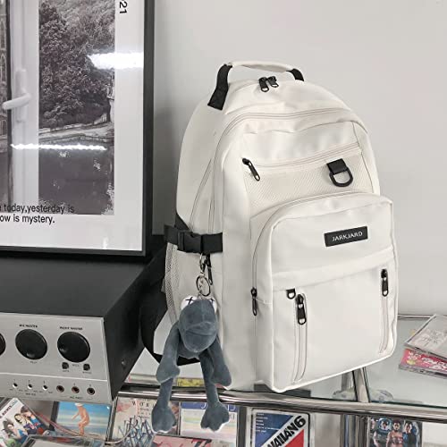 JARKJARD Cute Aesthetic Backpack Kawaii Backpack for School with Cute Pendant Casual Daypack Middle Student Travel College Bookbag for Girls Large Capacity(White) - Image 2