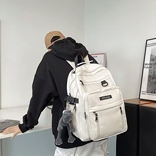 JARKJARD Cute Aesthetic Backpack Kawaii Backpack for School with Cute Pendant Casual Daypack Middle Student Travel College Bookbag for Girls Large Capacity(White) - Image 3