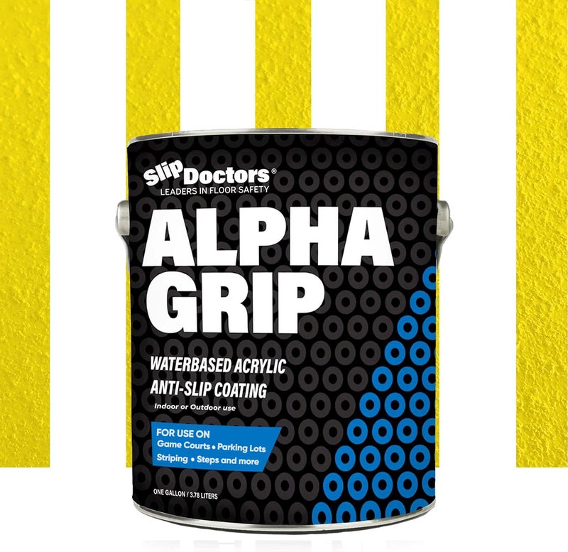 Slip Doctors Alpha Grip Non-Slip Paint for Concrete & Asphalt – Non-Skid Coating Ideal for Striping Parking Lots, Playgrounds & Pavements (Yellow, 1 Gallon) - Image 1