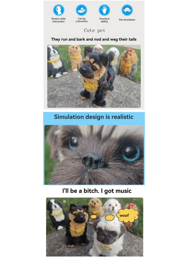 Shih Tzu Electronic Dog Plush Toy Machine Simulates Barking, Can Walk And Wag Its Tail, Plush Interactive Toy Suitable For Children And Babies