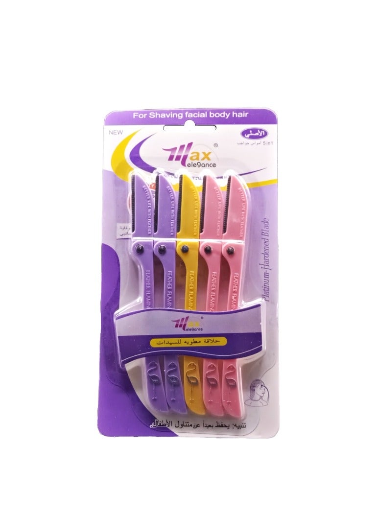 Max elagance Women's Facial and Body Hair Razor Set – 5-Piece Precision Blades with Anti-Slip Handle  - Image 1