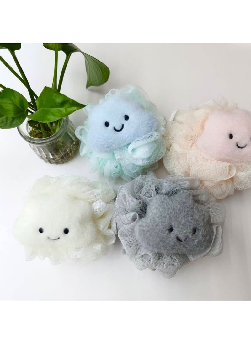 VIO 4 Pack Soft and Fluffy Exfoliating Bath Ball Mesh Body Scrub Mesh Loofah Shower Sponge Ball Pouf Shower Ball Mesh Scrubber Exfoliating Mesh Sponge Body Cleansing Bath Bubble Ball Combo 4  - Image 1