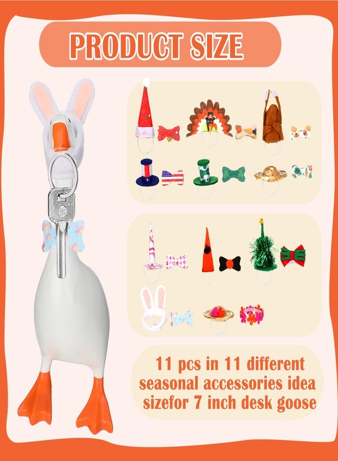 Reginary 11 Set 7 Inch Mini Desk Goose Outfits Spring Summer 4th of July Seasonal Holiday Headwear Mini Goose Hats Accessories Small Desk Bows Clothes Costumes for Desktop Table Decor Gift - Image 3