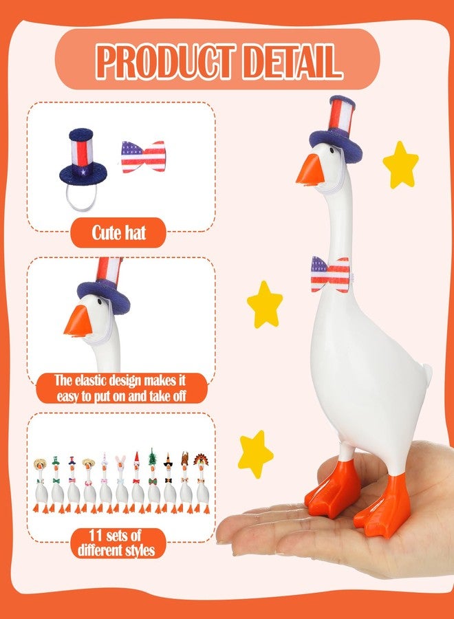 Reginary 11 Set 7 Inch Mini Desk Goose Outfits Spring Summer 4th of July Seasonal Holiday Headwear Mini Goose Hats Accessories Small Desk Bows Clothes Costumes for Desktop Table Decor Gift - Image 4