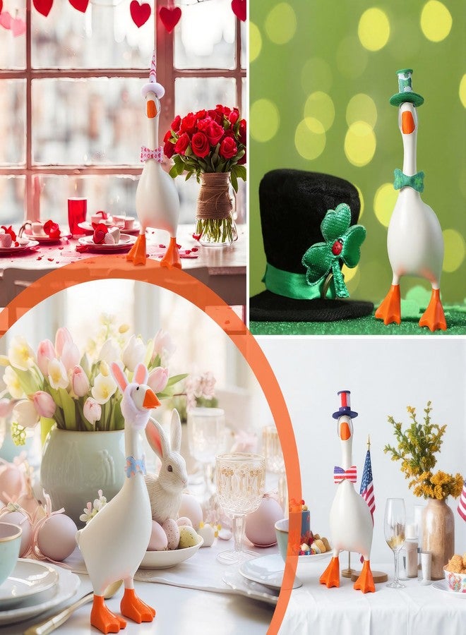 Reginary 11 Set 7 Inch Mini Desk Goose Outfits Spring Summer 4th of July Seasonal Holiday Headwear Mini Goose Hats Accessories Small Desk Bows Clothes Costumes for Desktop Table Decor Gift - Image 5