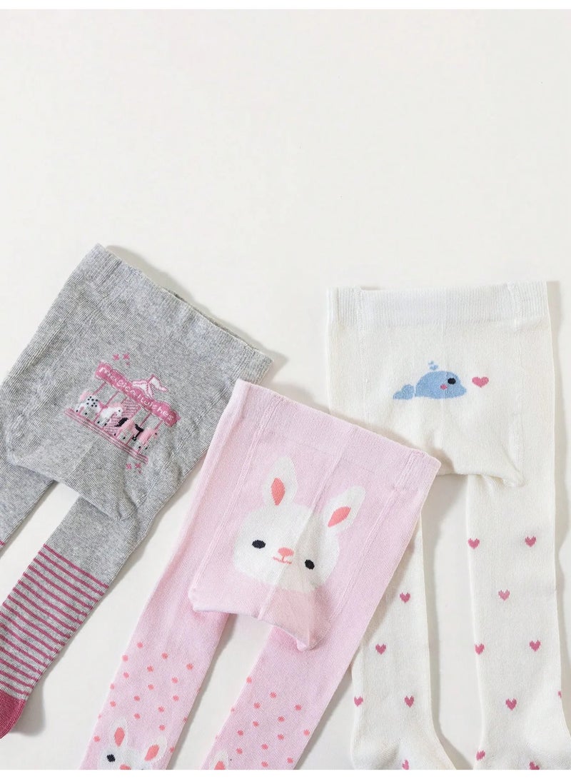 Baby Long Socks Set of 3 Pairs with Cute Designs – Made of Soft Cotton to Keep Your Child’s Legs Warm in All Seasons – Suitable for Ages 1–2 Years - Image 4