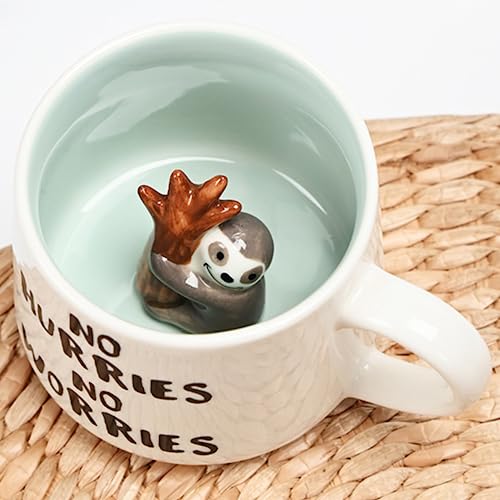 Arawat Sloth Mug Gift Funny Coffee Mug 3d Animal Sloth Mug Ceramic 350 ml Tea Mug with Spoon & Coaster Coffee Mug Cute Coffee Mug Birthday Gift for Friend Women Men - Image 5