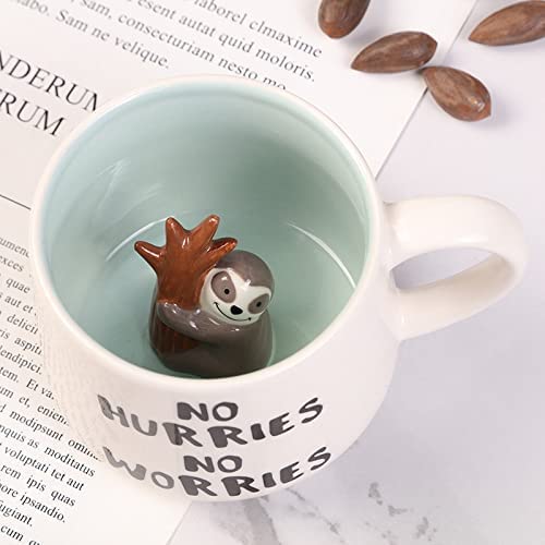 Arawat Sloth Mug Gift Funny Coffee Mug 3d Animal Sloth Mug Ceramic 350 ml Tea Mug with Spoon & Coaster Coffee Mug Cute Coffee Mug Birthday Gift for Friend Women Men - Image 2