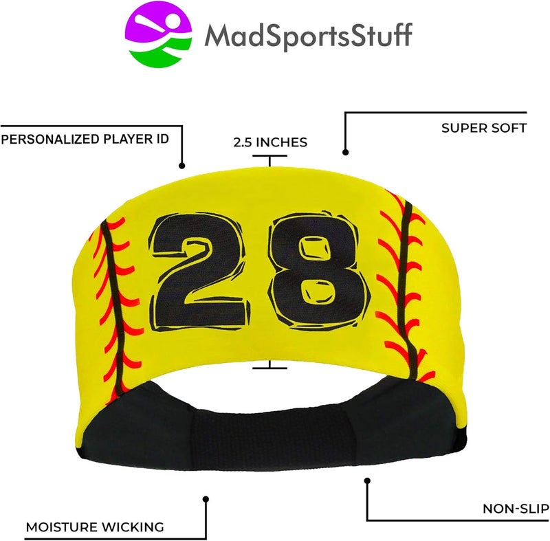 MadSportsStuff Softball Headband for Girls with Jersey Number (Numbers 00-39) - Image 4