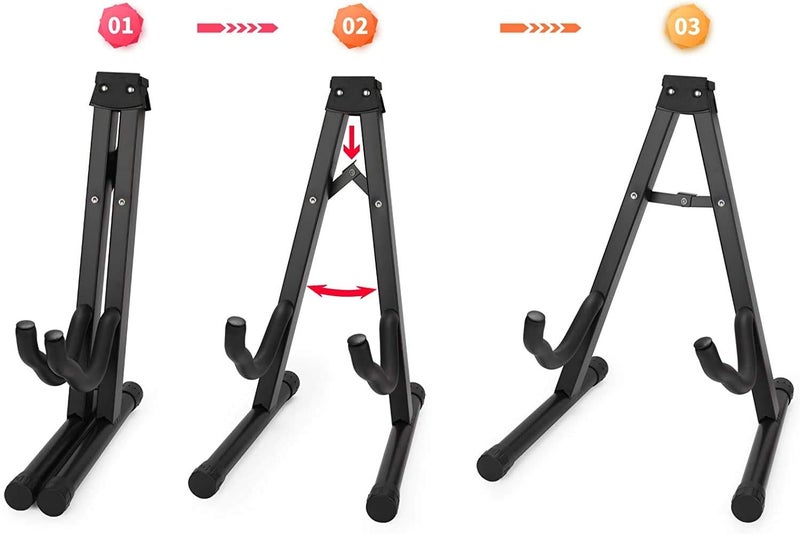 Mustang Foldable A-Frame Guitar Stand for Acoustic and Electric Guitars - Black - Image 2