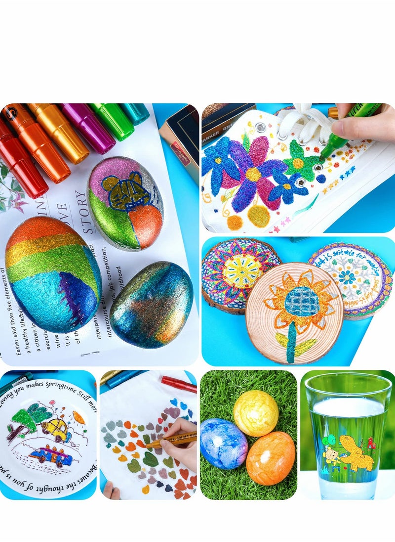 Excefore 12 Colors Acrylic Paint Marker Pens, Premium Extra Fine Point Pens for Wood, Canvas, Stone, Rock Painting, Glass, Ceramic Surfaces, DIY Crafts Making Art Supplies  - Image 5