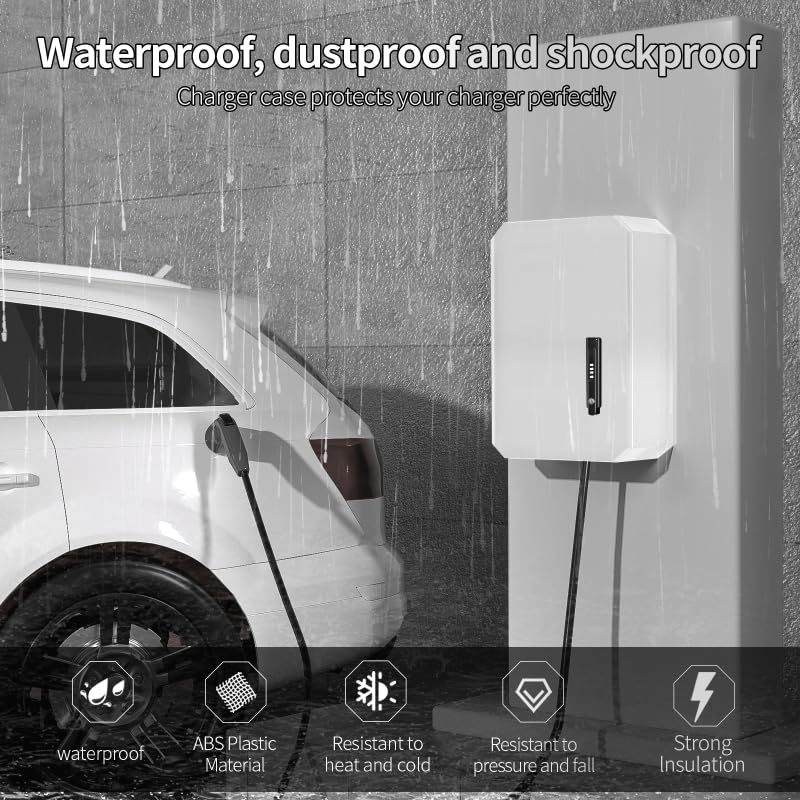 Cqenpr Wall-Mounted 1.2mm Cold Rolled Steel Electric Vehicle Charging Protection Box for Tesla, Waterproof Indoor/Outdoor Enclosure with Lock | Seamless One-Piece Design (White) - Image 2