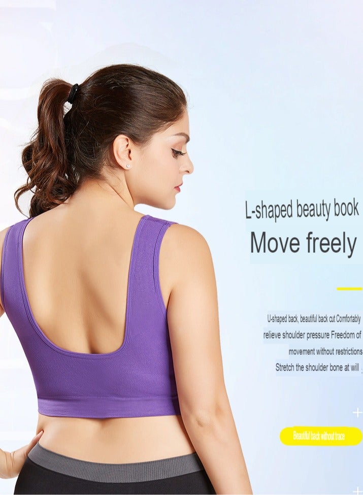 AROAQ Women Sports Bra, Fitness Sports Yoga Bra with Removable Padding, Double-layer Seamless Sports Bra without Rims, Comfortable Soft Bra for Workouts Running Yoga Trainings, (Size 5XL, Light Blue)  - Image 3