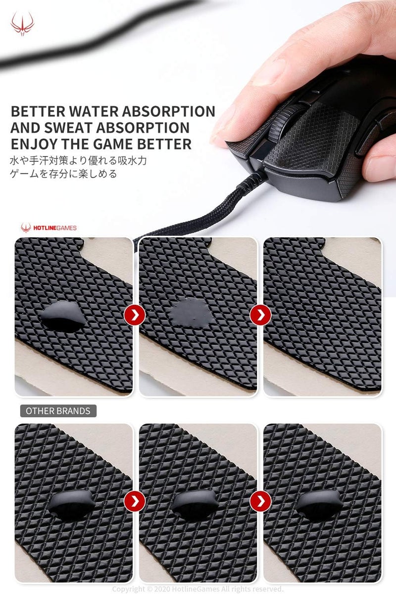 HOTLINE GAMES [Grip Upgrade] 2.0 Plus Anti Slip Grip Tape Compatible with Logitech G703 / G603 / G403 Gaming Mouse Skins,Sweat Resistant,Cut to Fit,Easy to Apply,Professional Mice Upgrade - Image 4