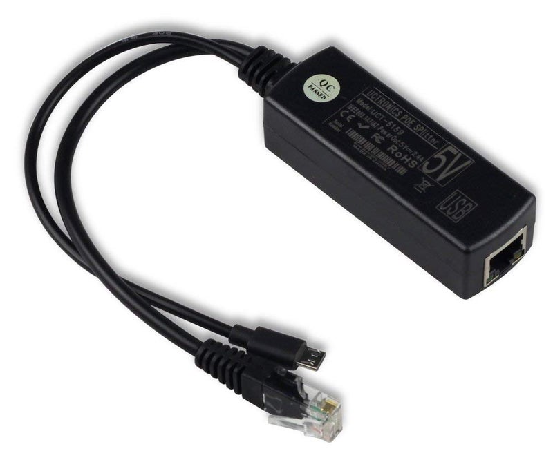 UCTRONICS IEEE 802.3af Micro USB Active PoE Splitter Power Over Ethernet 48V to 5V 2.4A for Tablets, Dropcam or Raspberry Pi 2/3B+ (48V to 5V 2.4A) - Image 1