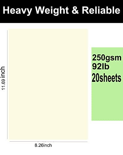 YVMVDV 20 Sheets Cream Cardstock Paper 8.5 x11 inch, 250gsm Cardstock Paper for DIY Arts and Cards Making, Invitations, Stationary Printing,Scrapbook Supplies (250gsm/92lb) - Image 3