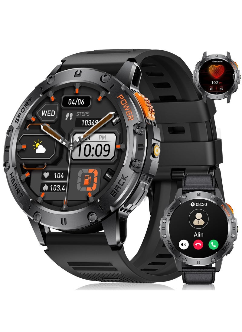 Joshberg Military Smart Watches for Men for Android/iPhone-1.43''AMOLED Display Smartwatch with 123 Sport Modes/Flashlight,5ATM Waterproof Fitness Tracker with Heart Rate/Sleep Monitor,Silicone  - Image 1