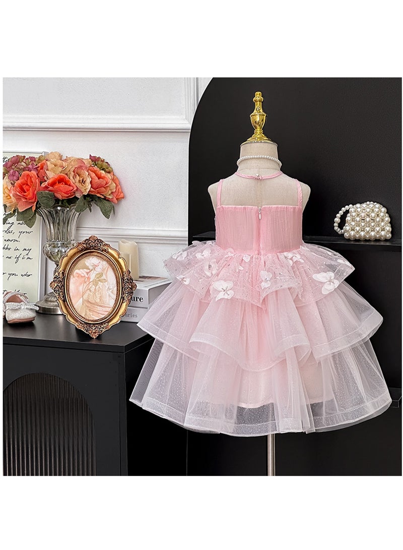Pink Sparkle Butterfly Ruffle Tulle Princess Dress for Toddler Girls, Perfect for Birthday Parties, Photo Shoots & Special Occasions, Fits Height 90–100 cm (2–3 Y, 12–15 kg), Soft Polyester  - Image 5