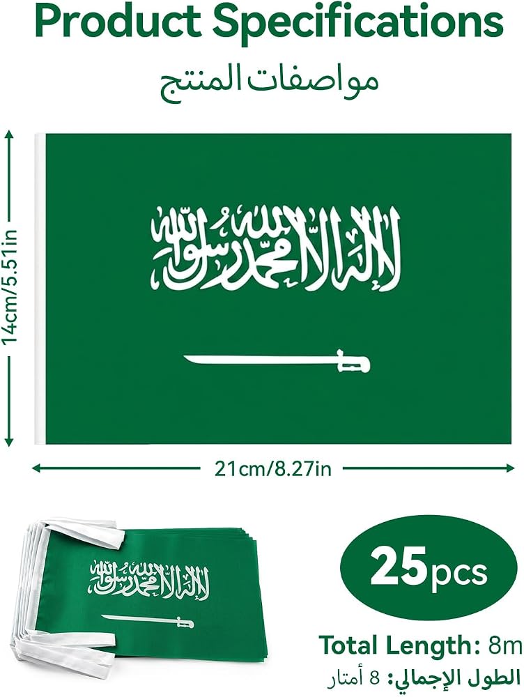 Proxima Direct Saudi Flags String Banner 8m/25PCS for Saudi National Day - Image 2