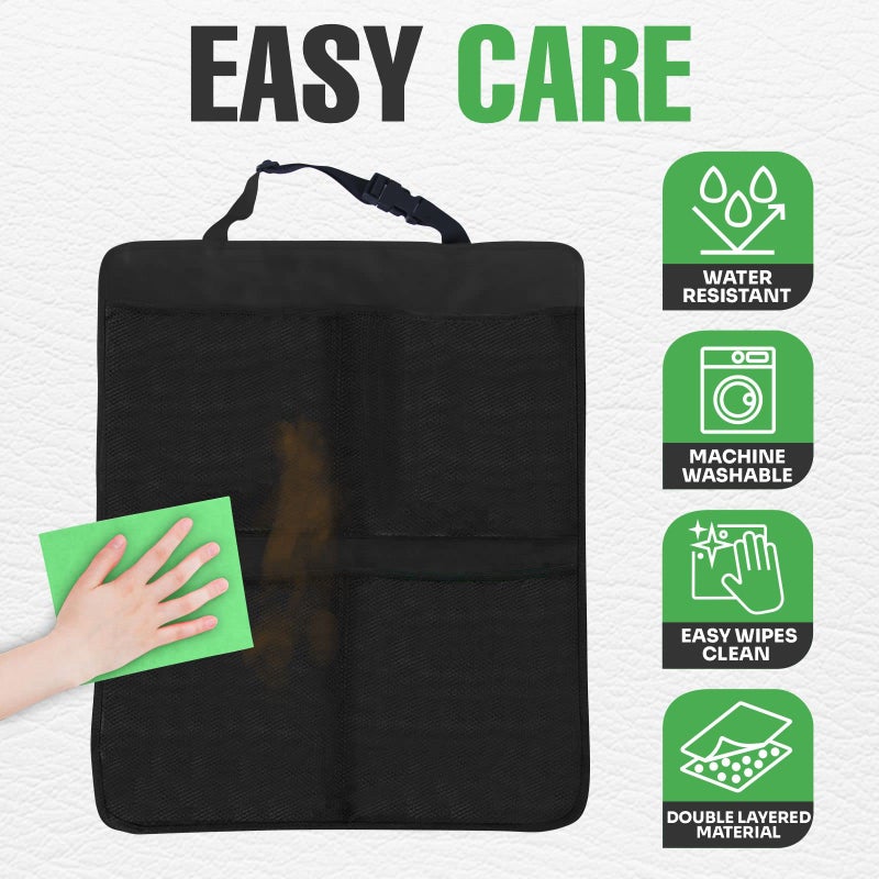 lebogner Back Seat Cover for Kids + 4 Pocket Storage Organizer, 2 Pack X-Large Waterproof Kick Mats Backseat Protector, Car Seat Back Protectors for Vehicles to Protect from Dirt, Mud & Scratches - Image 4