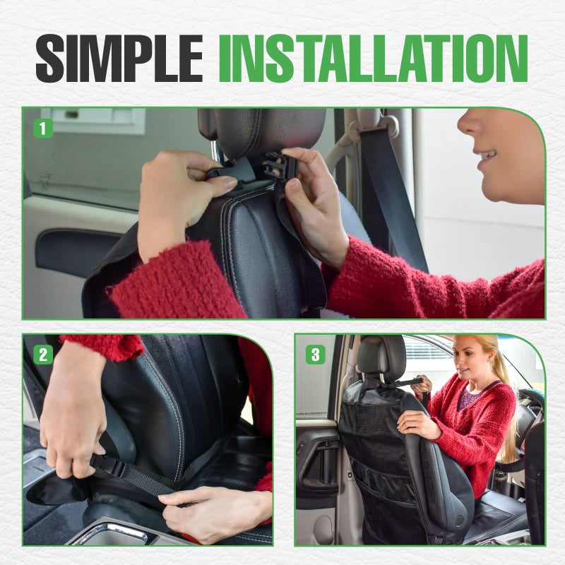 lebogner Back Seat Cover for Kids + 4 Pocket Storage Organizer, 2 Pack X-Large Waterproof Kick Mats Backseat Protector, Car Seat Back Protectors for Vehicles to Protect from Dirt, Mud & Scratches - Image 5