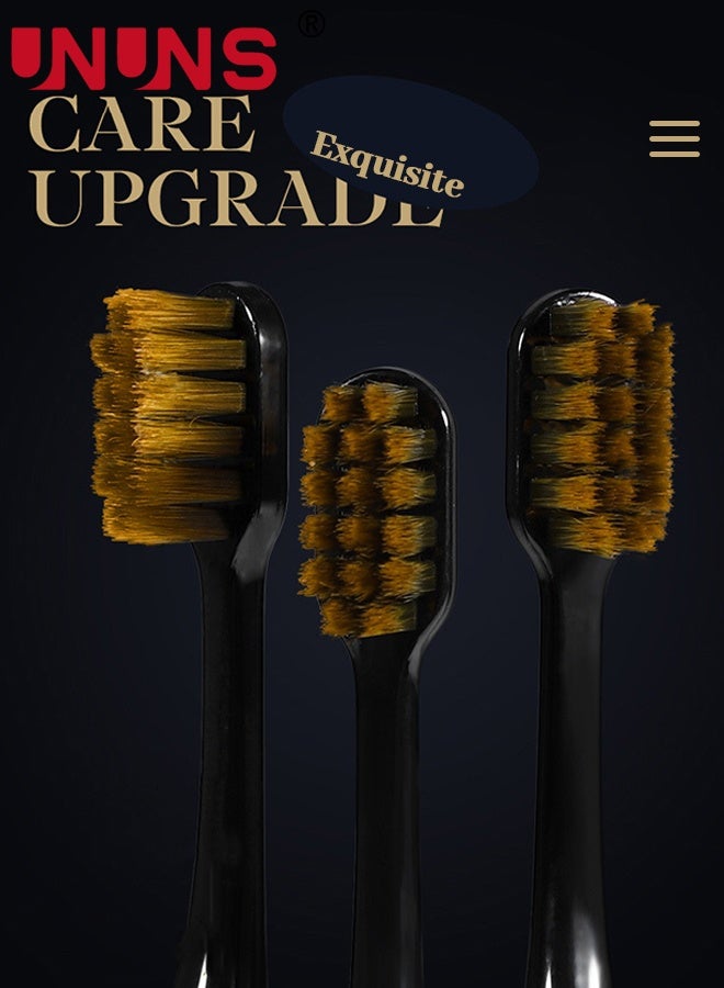 UNUNS 4pcs Toothbrush Set,Black Golden Toothbrushes,Toothbrushes Gift Box,Ultra Soft Toothbrush,Manual Toothbrushes with Extra Soft Bristles for Deep Cleaning Oral Care,Home & Travel,Gift Box - Image 5