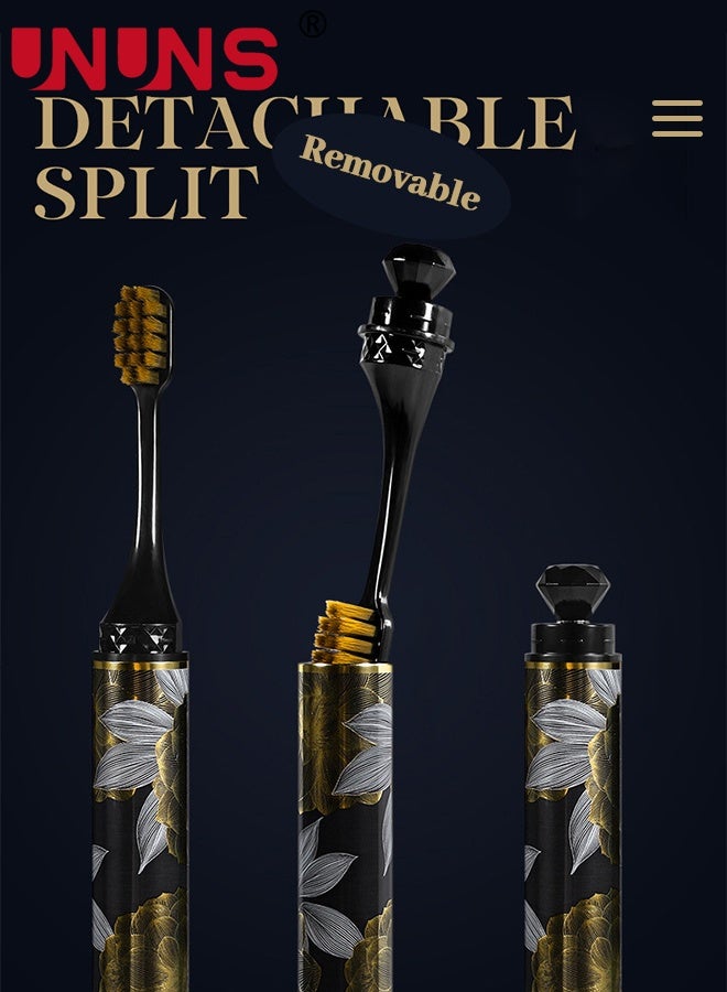 UNUNS 4pcs Toothbrush Set,Black Golden Toothbrushes,Toothbrushes Gift Box,Ultra Soft Toothbrush,Manual Toothbrushes with Extra Soft Bristles for Deep Cleaning Oral Care,Home & Travel,Gift Box - Image 4