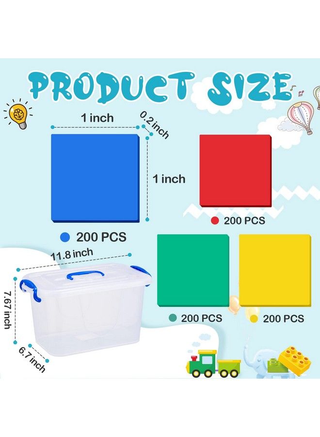 Jexine 800 Pcs Foam Square Counters Color Tiles Square Color Tiles Math Counters Manipulatives Color Sorting Sorting Toy Counting Learning Classroom Crafts Bingo For Kids With Storage Box - Image 3